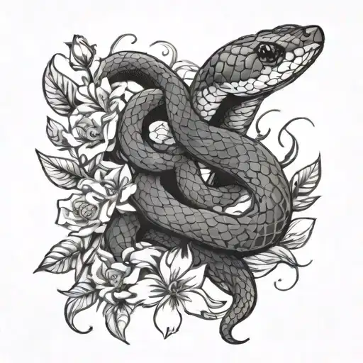Snake Upside Down With Flowers