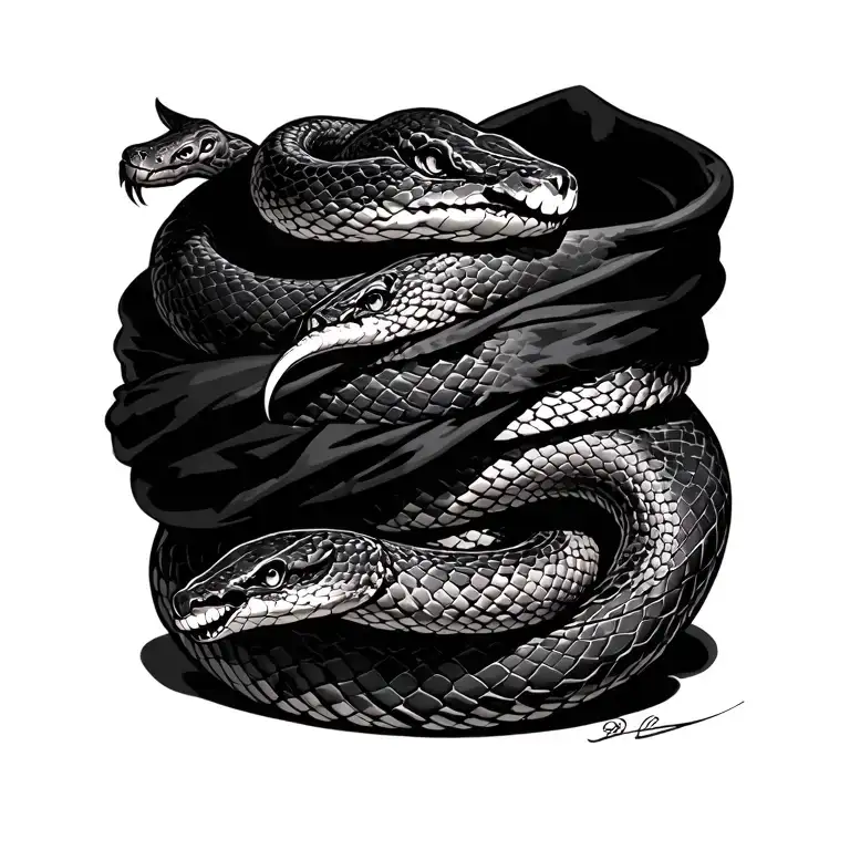 Snake Wrapped Around Hufflepuff Scarf