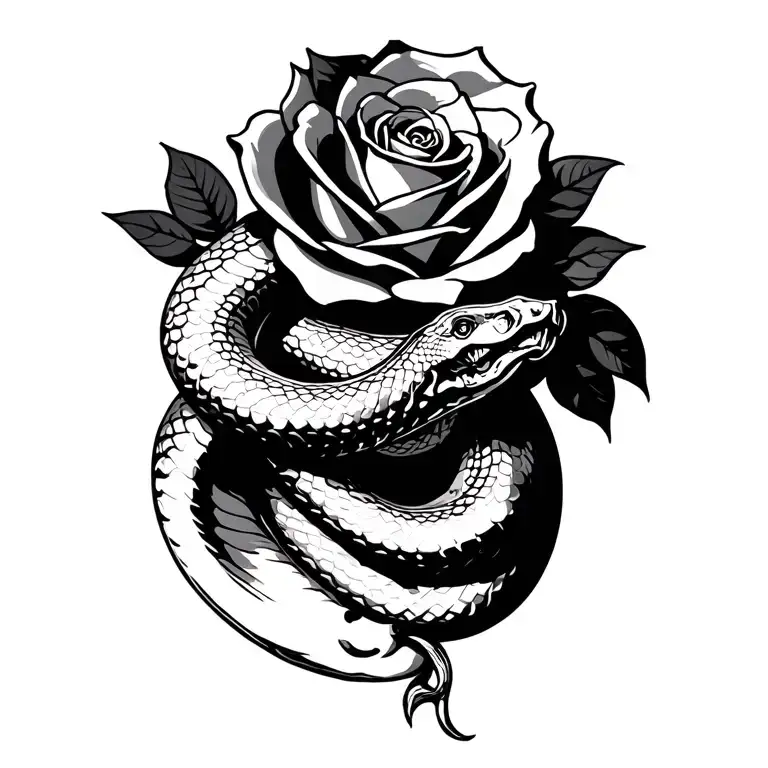 Snake Wrapped Around Roses