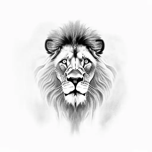 Realistic Lion And Baby Portrait With Military Insignia In The Background