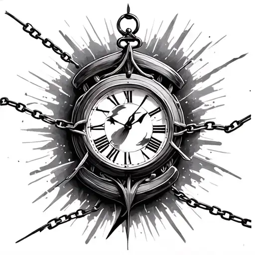 Hourglass Clock Lightening Broken Chain
