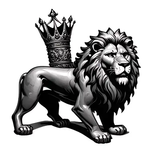 Lion With Crown On Throne Wearing A Crown