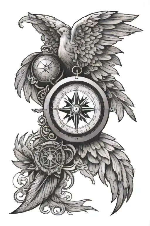 Compass And Angel Wing Attached