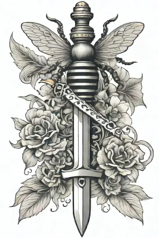 Sword With A Bee And Key In The Hilt