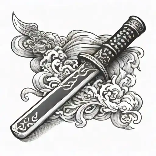 A Samurai Sword With Smoke