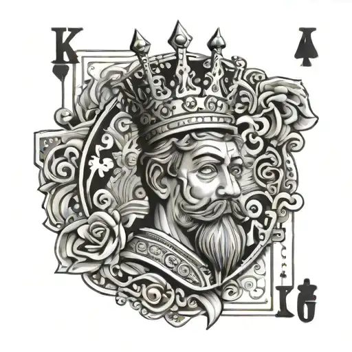 King Playing Card With Crown On Top