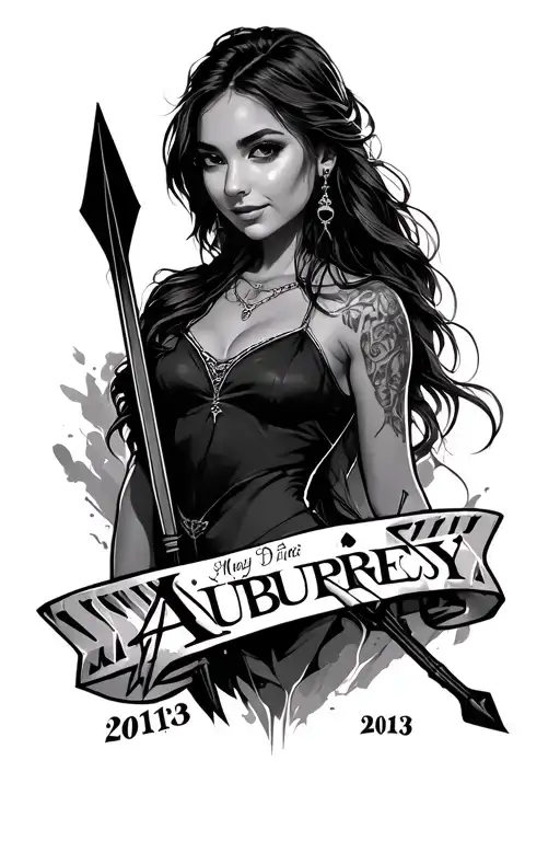 Arrow With Aubrey In The Middle And Her Birthday 2013 In Roman Numerals Under It