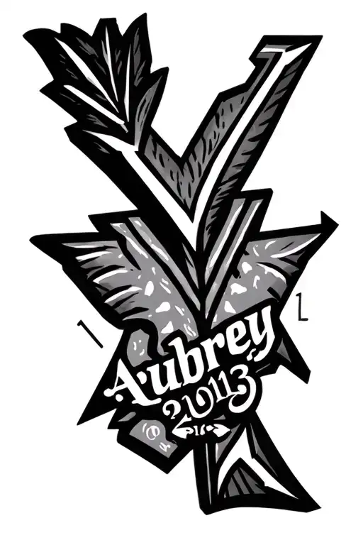 Arrow With The Name Aubrey In The Middle And Her Birthday 2013 In Roman Numerals Under It