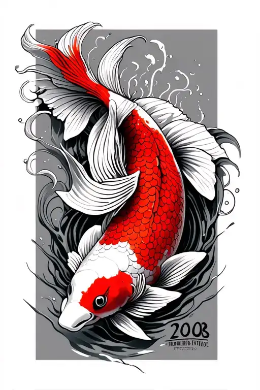 Red Koi With Year 2008 Together