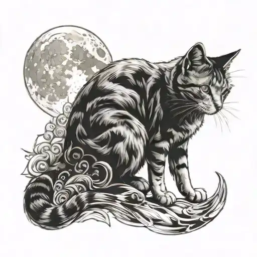 A Cat Looking At The Moon