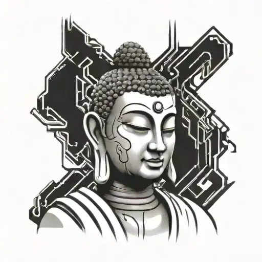 Cyberpunk Android Buddha Meditating
