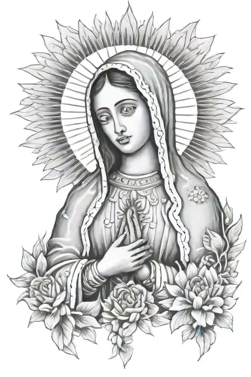 Virgen De Guadalupe With Baby Jesus Cross