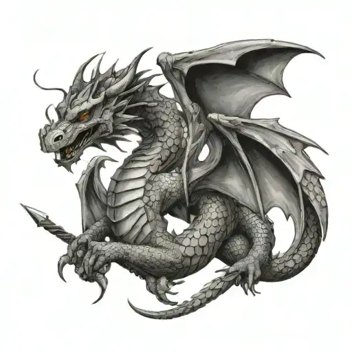 Dragon Wrapped Around A Lance