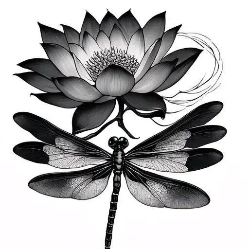 Lotus And Dragonfly