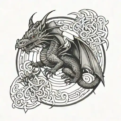 Dragon Holding Circle With Triangle