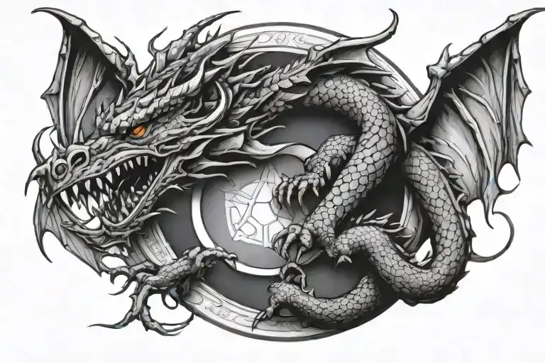 Dragon Holding Circle With Triangle