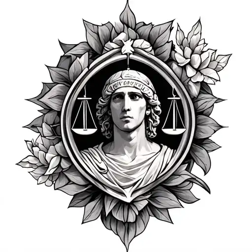 Lower Leg Sleeve Libra Tattoo For Male