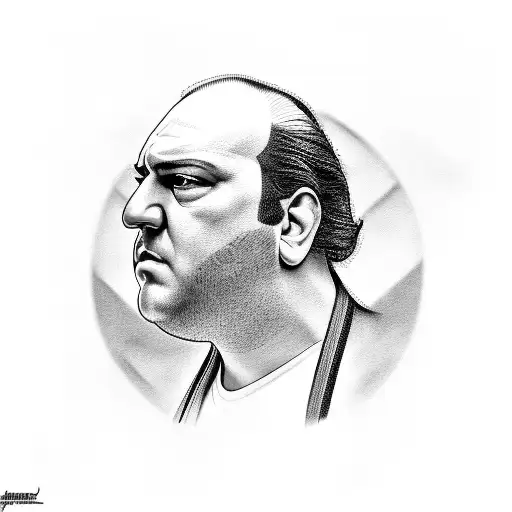 A Portrait Of Tony Soprano With A Hidden Jiu Jitsu Symbol Incorporated Into The Design