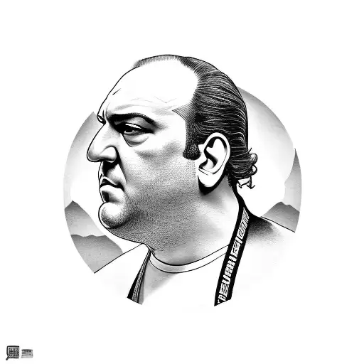 A Portrait Of Tony Soprano With A Hidden Jiu Jitsu Symbol Incorporated Into The Design