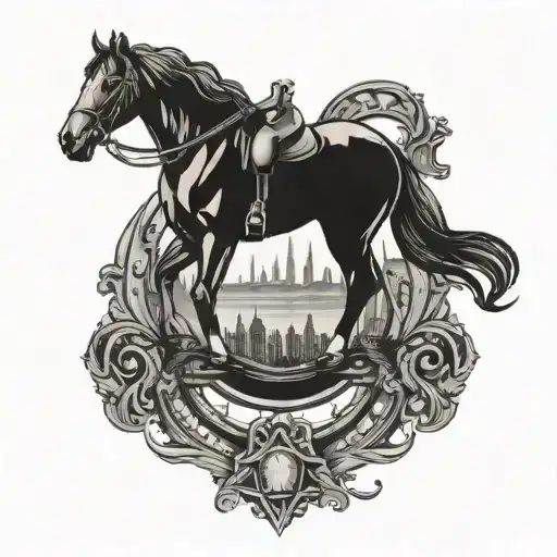 Piece Of Leather With Horse Shoe On It Under Embarked With 44