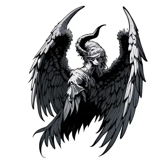 Devil Angle Wings Folded Angel Wings