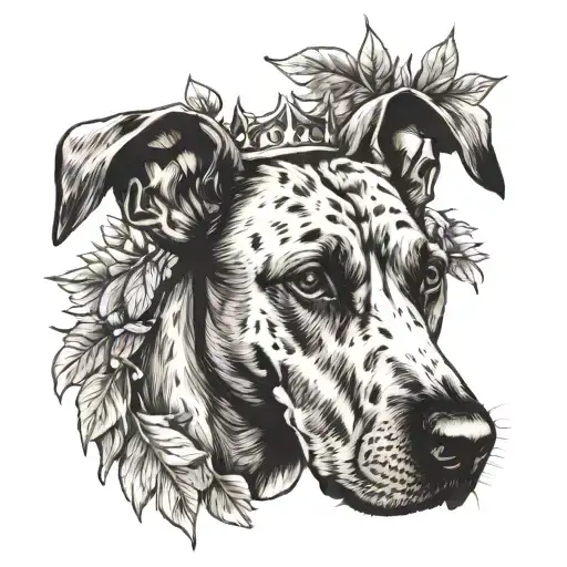 Great Dane Head Wearing Julius Ceaser Crown Of Leaves