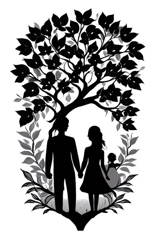 Family Tree For Son And Daughter And Wife Holding Hands