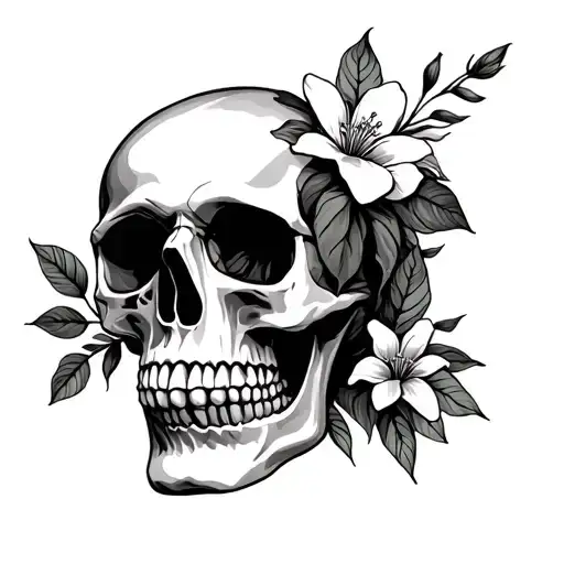 Skull And Australian Flora