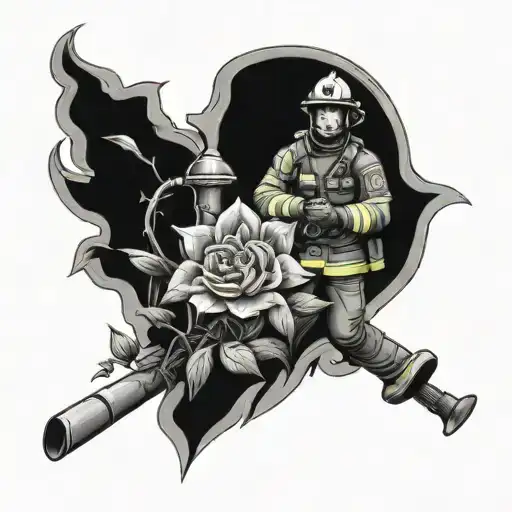 Firefighter And Flowers