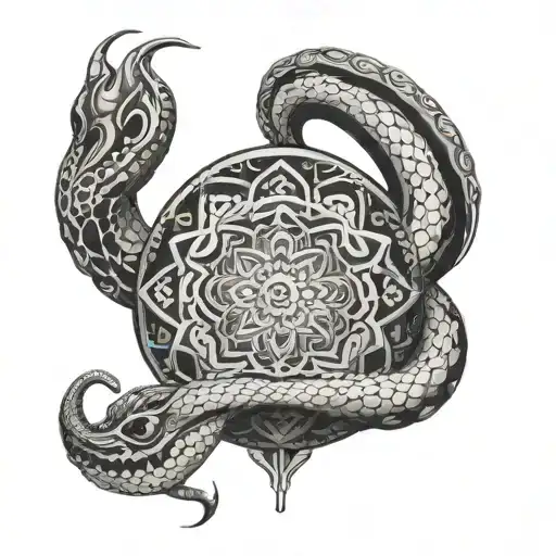 Mandala With Snake Coiled