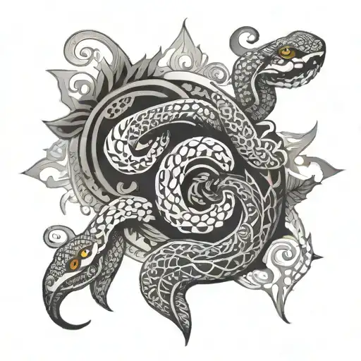 Mandala With Snake Coiled Snake Intertwined