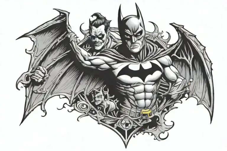 Batman And Joker Inside A Bat Symbol