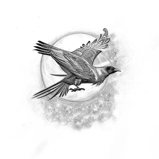 A Mystical Crow With Intricate Patterns Inspired By Anime