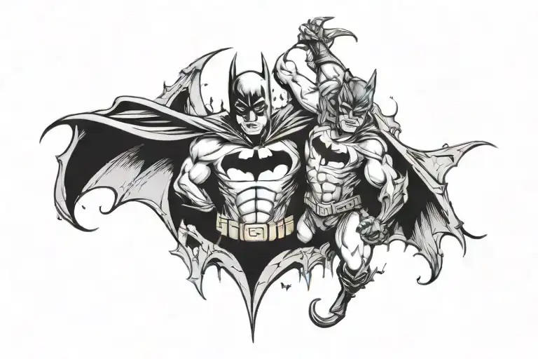 Batman And Joker Inside A Bat Symbol Same But With Less Detail