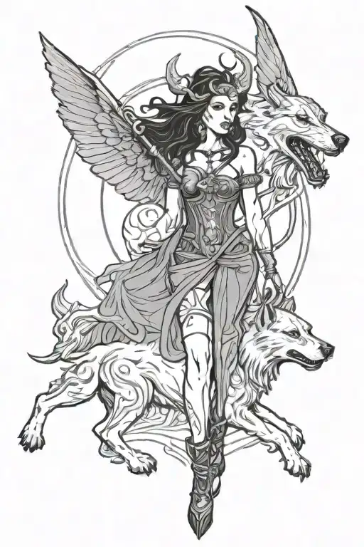 Hecate With Hell Hound