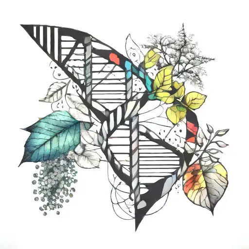 A Geometric Representation Of A Dna Strand With A Colorful Nature Background