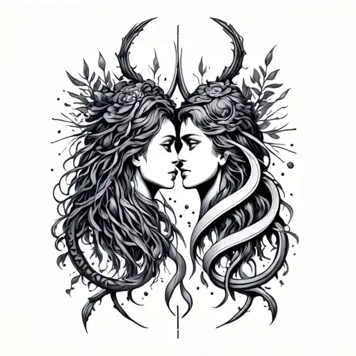 Virgo And Gemini Zodiac Sign Intertwined