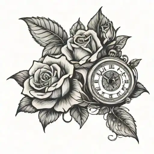 Clock And Rose Growing