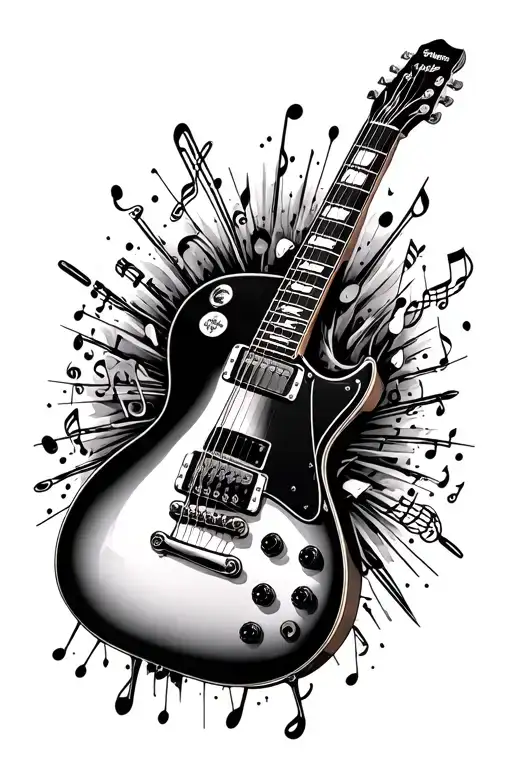 Electric Guitar With Music Themed