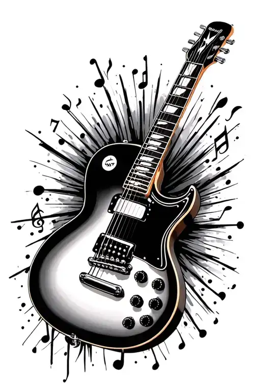 Electric Guitar With Music Themed
