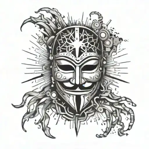 Guy Fawkes Mask Dynamite Explosion Computer Circuit Board