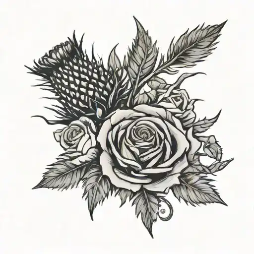Thistle And Rose Surrounded