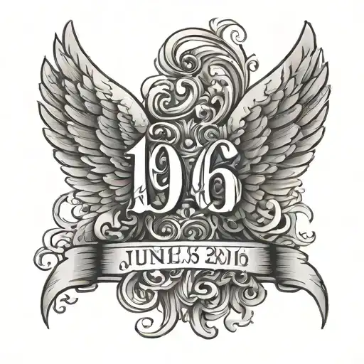 Angel Wings With The Date June 25Th 1944-March 6Th 2016 And The Name Me-me Inside