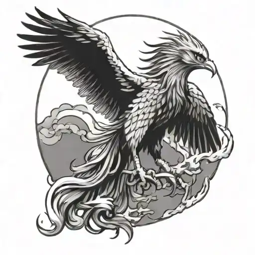 A Phenix Rising In A Full Moon Merging Together