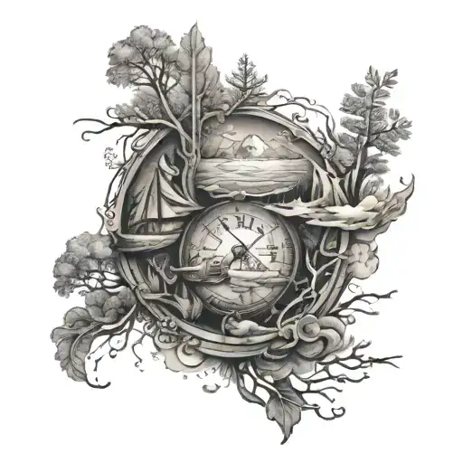 A Tattoo Symbolizing The Bond Between Siblings Through A Shared Love For Exploration And Adventure