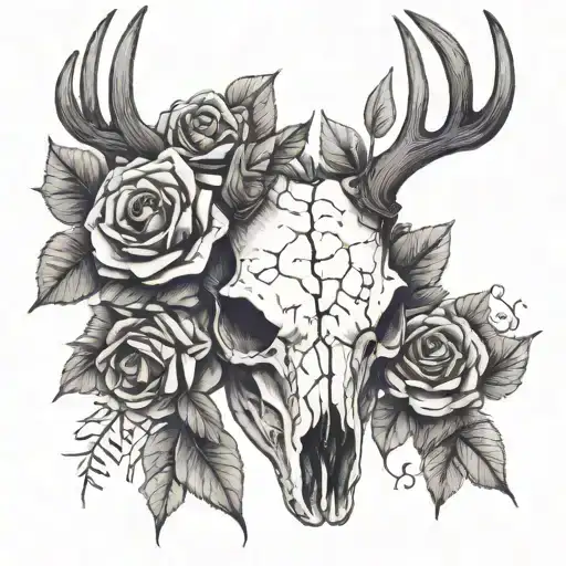 Deer Skull And Roses