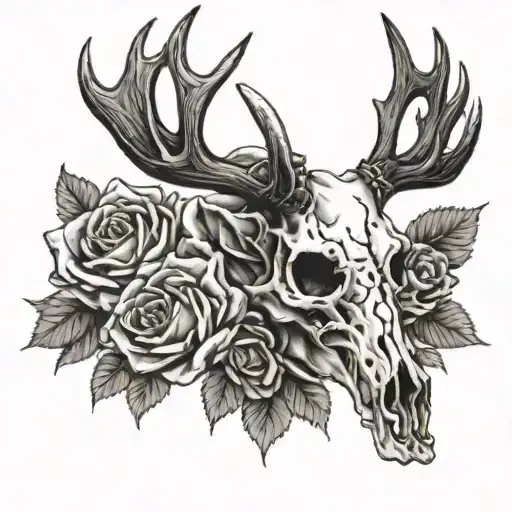 Deer Skull And Roses