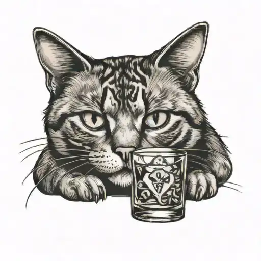 Cat With Whiskey Glass