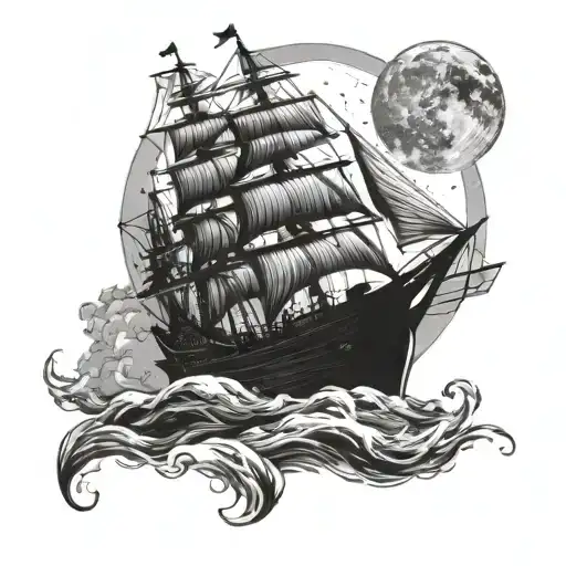 Ship And A Full Moon