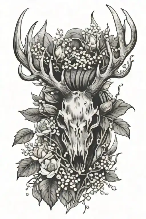 Antler Wrapped With Hawthorne And Lily Of The Valley